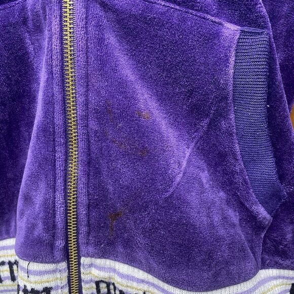 BORN FAMOUS COUTURE Velour Zip Hoodie Jacket "My First Love" Womens M Purple - Picture 5 of 10